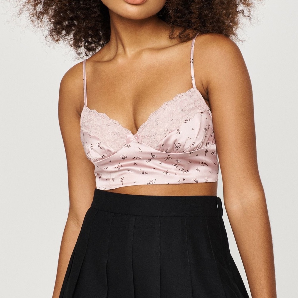 Garage Mauve Nova Lace Trim Satin Bustier size S
